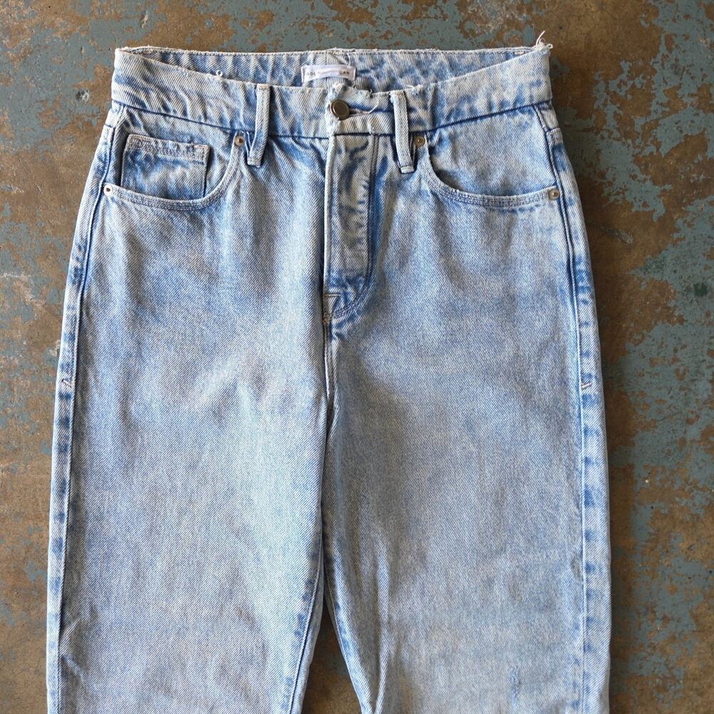 Good American Good Boy Jeans Size 2 26 Light Wash Denim Straight Leg GBL1859T - Picture 2 of 6